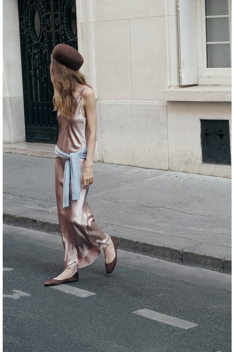 Luis Crinkled Satin Midi Slip Dress, Alternate, color, PASTEL PINK