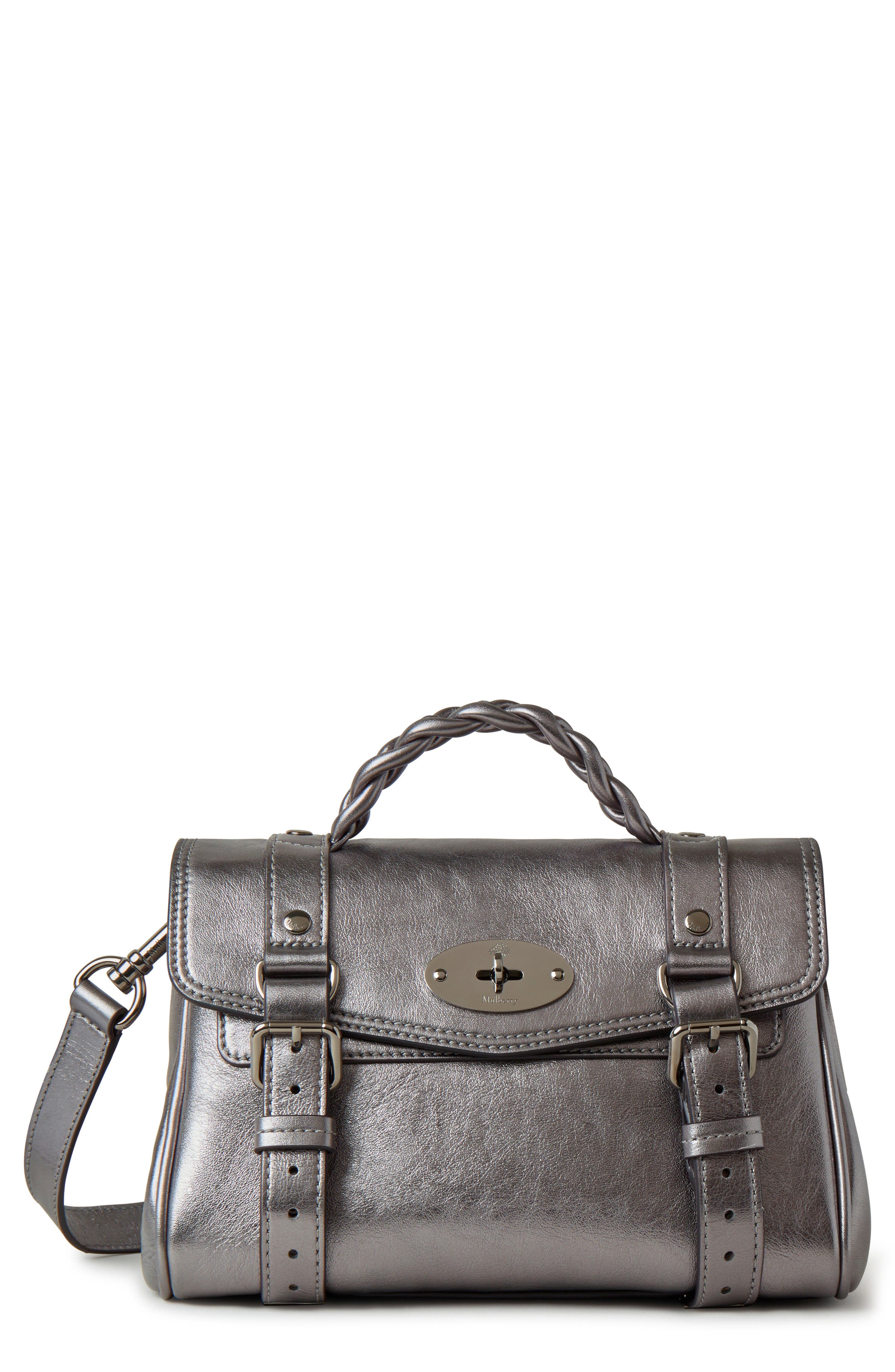 Mulberry Mini Alexa Napa Leather Satchel in Pewter 