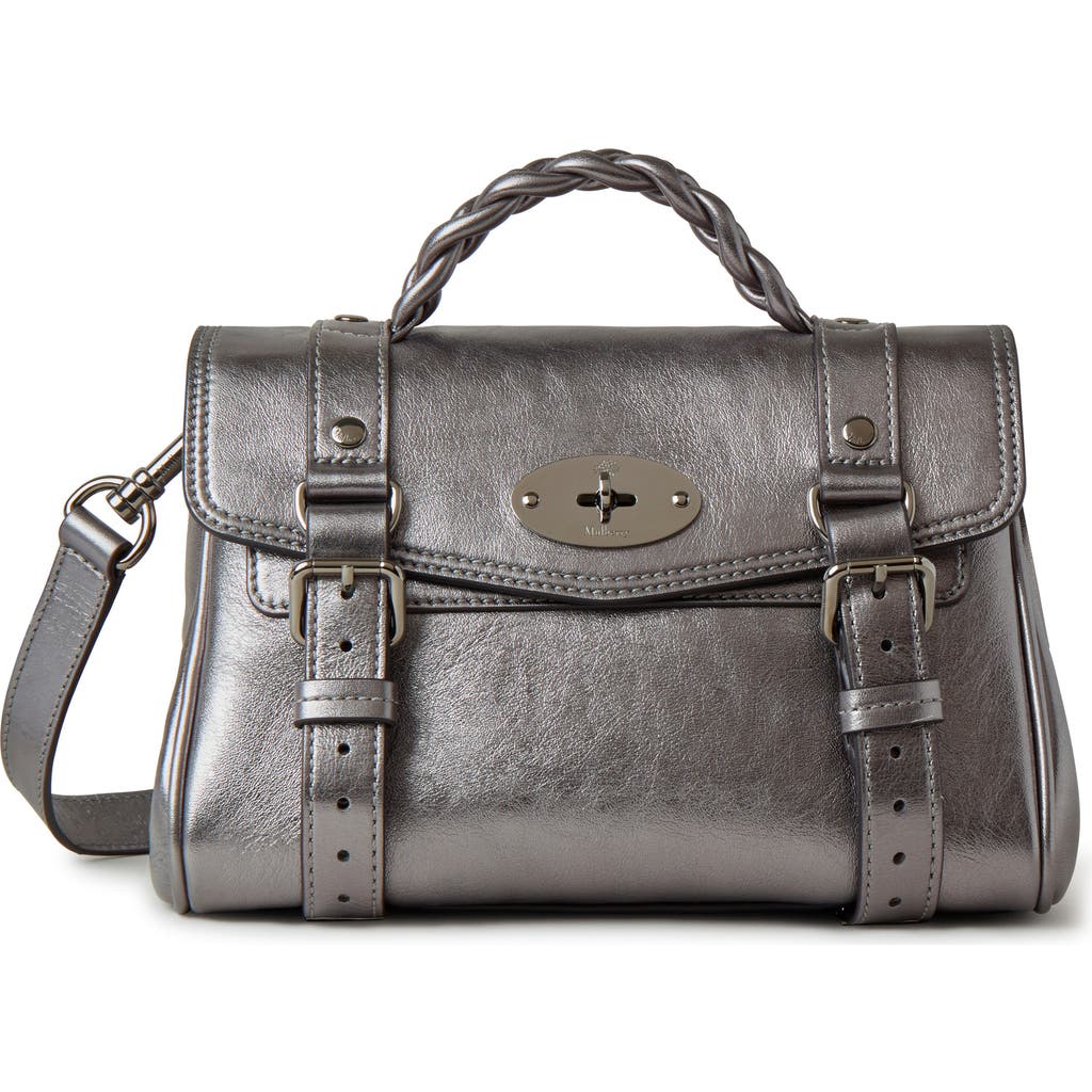 Mulberry Mini Alexa Napa Leather Satchel in Pewter