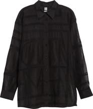 TOTEME Embroidered Organic Cotton & Silk Monogram Oversize Button-Up Shirt