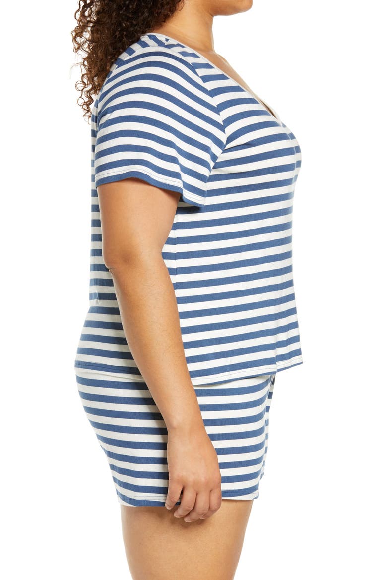 Moonlight Dream Short Pajamas, Alternate, color, NAVY DENIM EVEN STRIPE