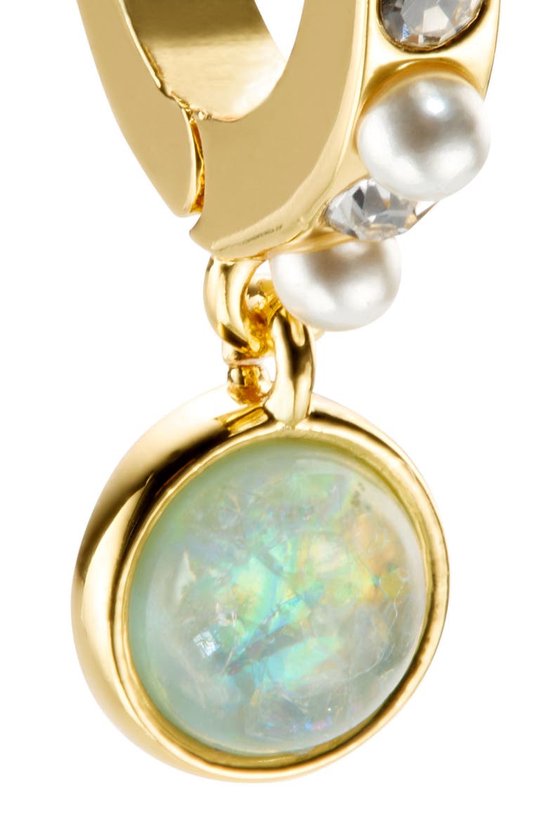 Kurt Geiger London Cabochon & Faux Pearl Huggie Drop Earrings, Alternate, color, Opal