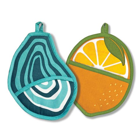 Oyster & Lemon Pot Holders Set of 2