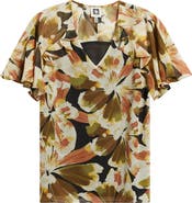 Anne Klein Print Flutter Sleeve Top