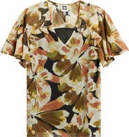 Anne Klein Print Flutter Sleeve Top