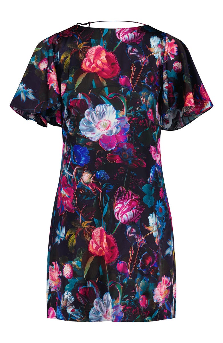 Robert Graham Alara Short Sleeve Cowl Back Shift Dress, Alternate, color, Black Multi