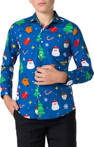 OppoSuits Kids' Festivity Blue Long Sleeve Dress Shirt