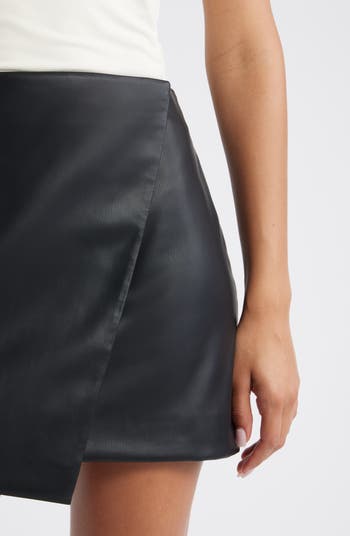 Faux Leather Wrap Miniskirt