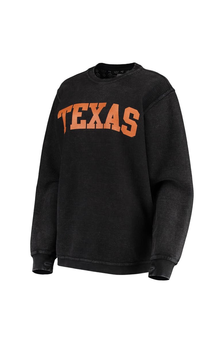 PRESSBOX Women's Pressbox Black Texas Longhorns Comfy Cord Vintage Wash Basic Arch Pullover Sweatshirt, Alternate, color, Black