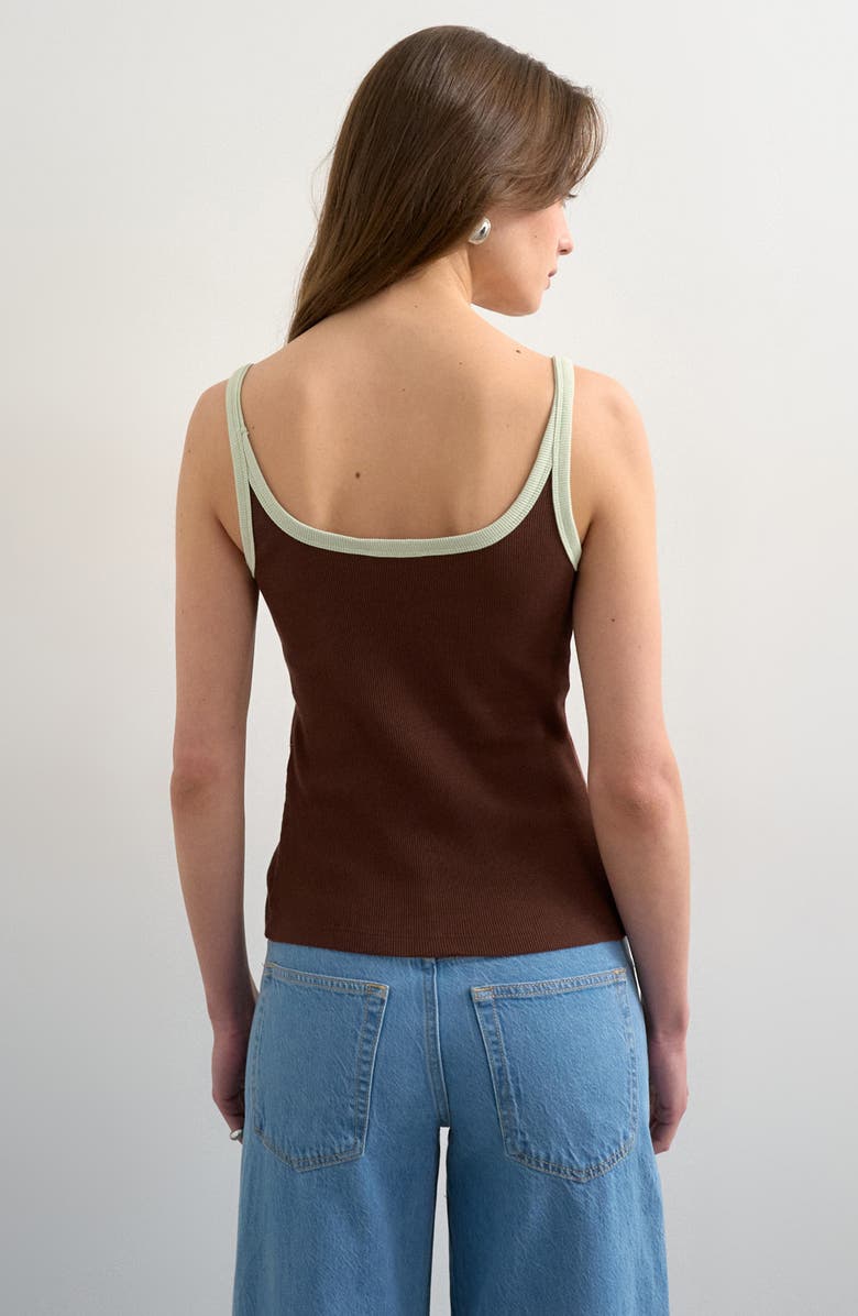 Topshop Scoop Neck Contrast Strap Stretch Cotton Rib Tank, Alternate, color, 