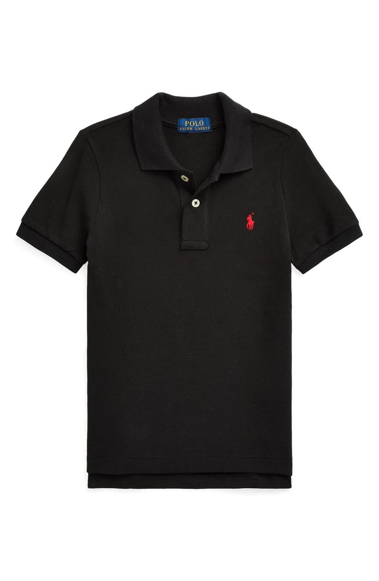 Polo Ralph Lauren Kids' Solid Cotton Piqué Knit Polo, Main, color, Polo Black