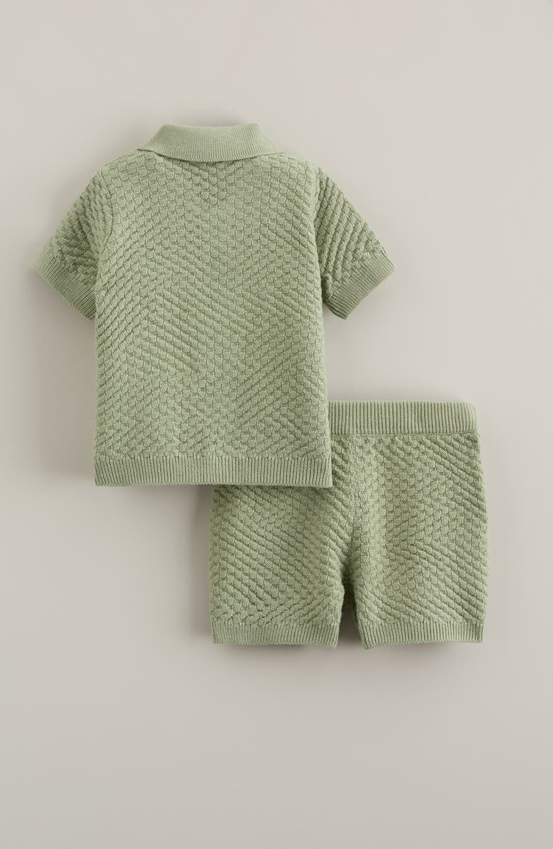 Nordstrom Short Sleeve Knit Button-Up Shirt & Shorts Set, Alternate, color, Green Reseda