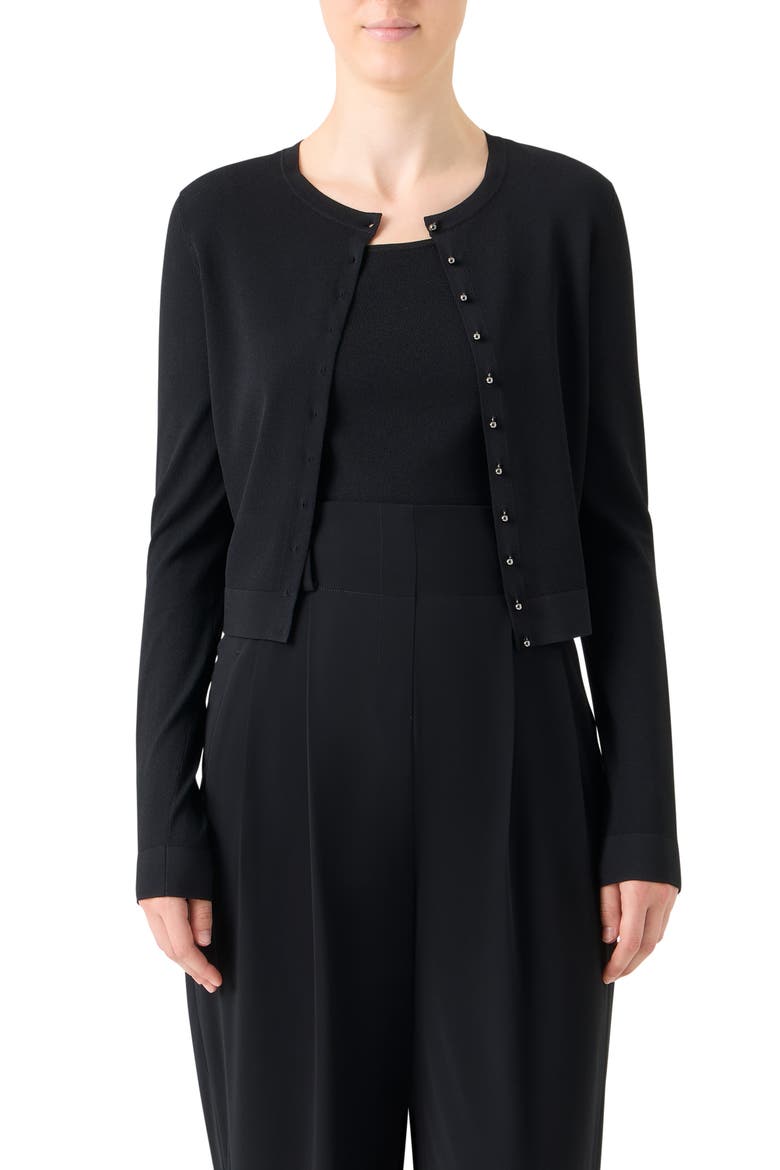 Crop Crewneck Cardigan, Main, color, BLACK