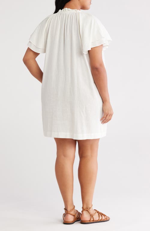 Treasure & Bond Flutter Sleeve Linen Blend Shift Dress
