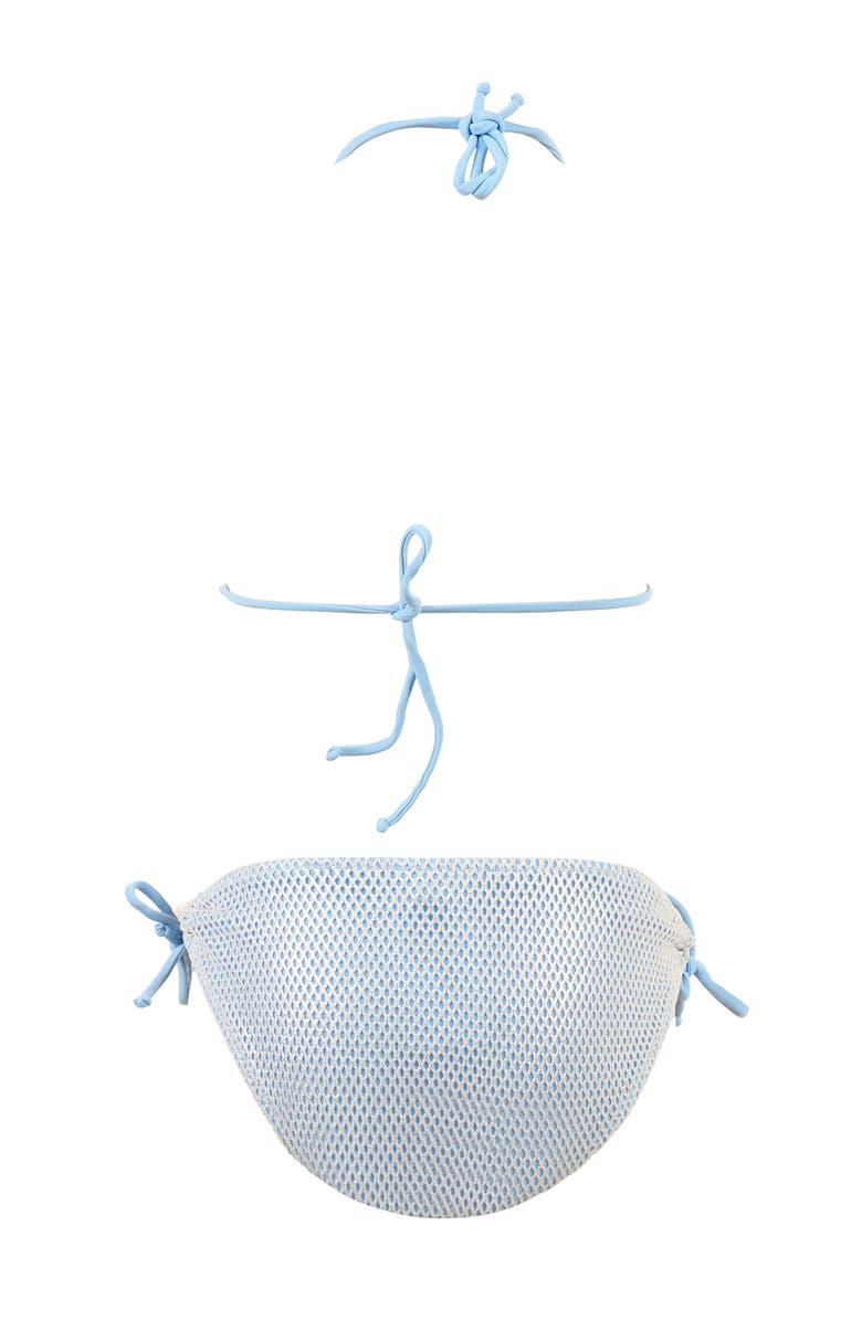 NESSI BYRD Triangle Mesh Pattern Shell-Adorned Halter Two-Piece Bikini, Alternate, color, Blue