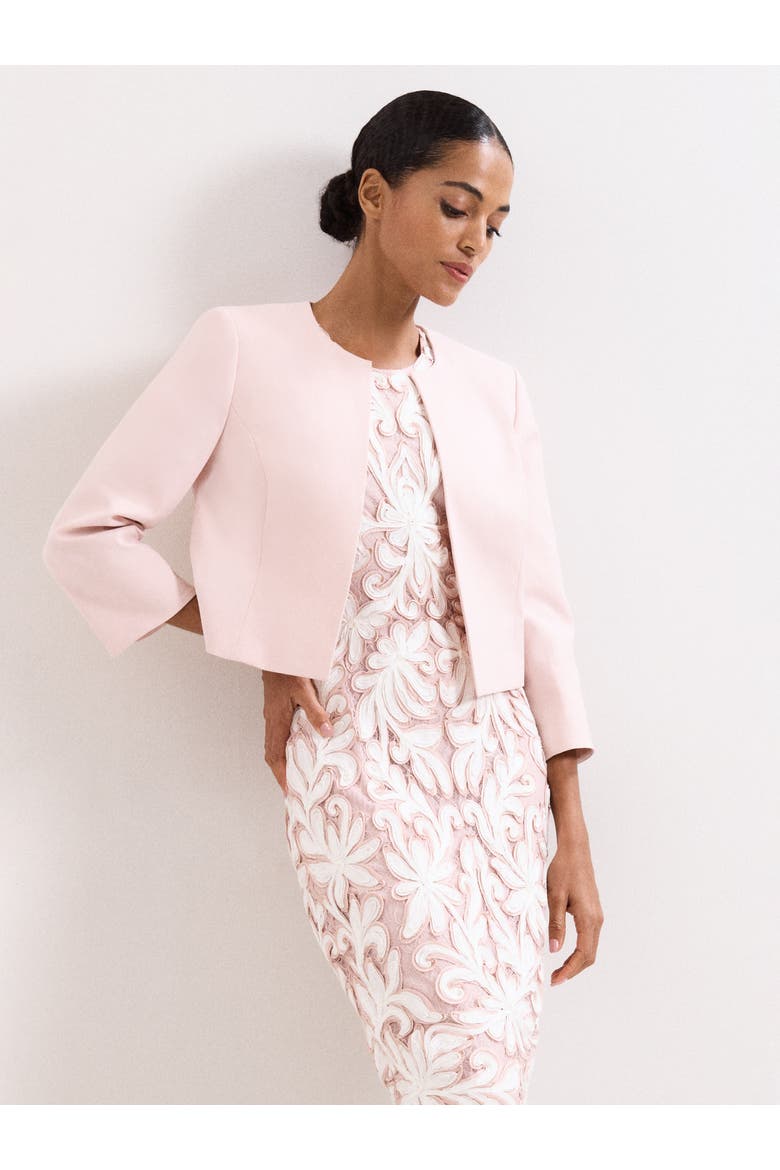 Cropped Round Neck Jacket, Main, color, Pale Pink