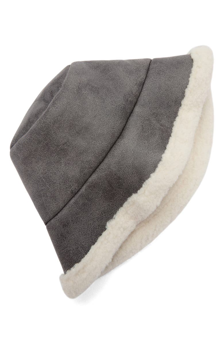 MANGO Faux Shearling Bucket Hat, Alternate, color,