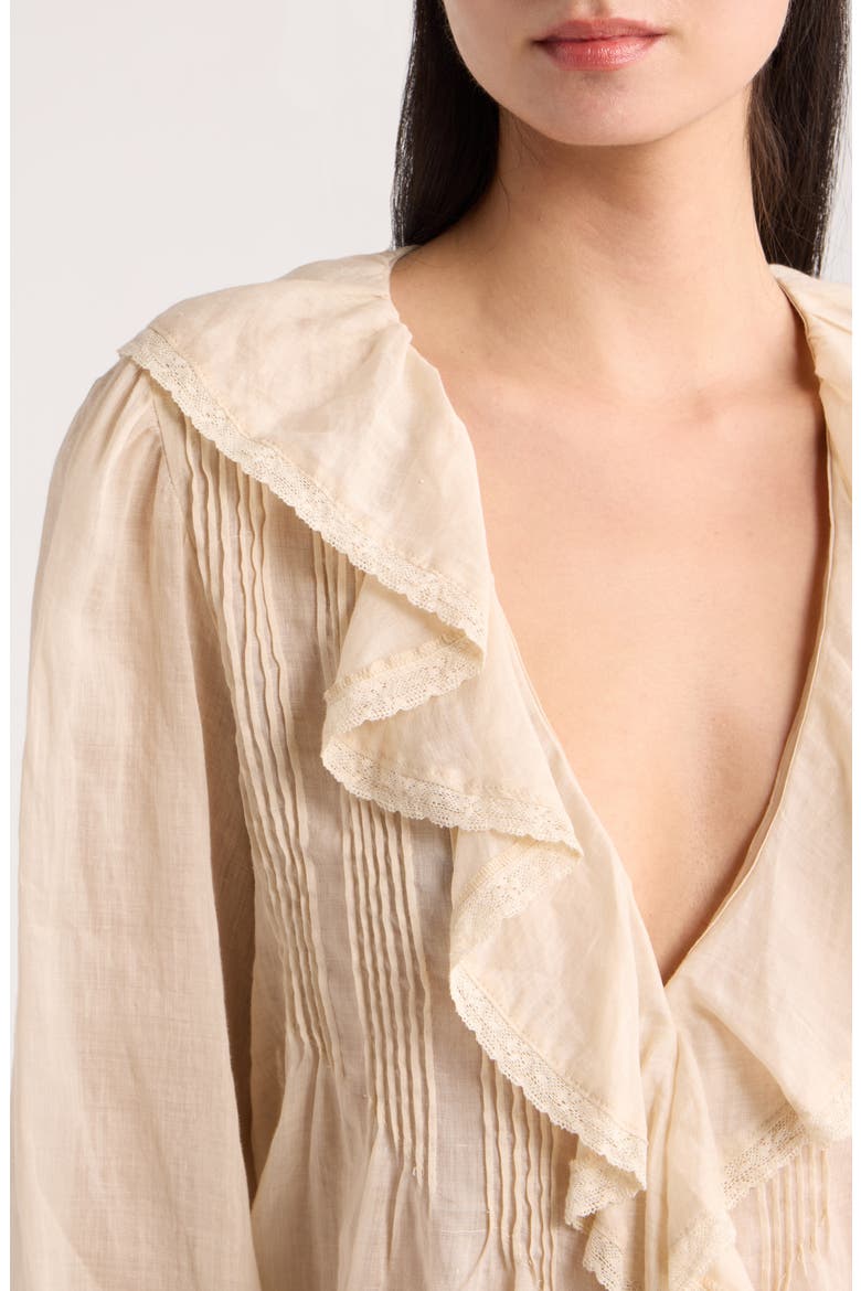 Floriane Ruffle Pintuck Top, Alternate, color, NATURAL
