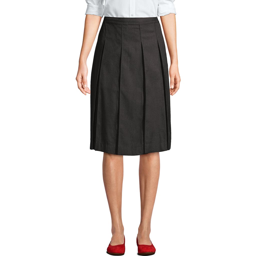 Lands' End School Uniform Solid Box Pleat Skirt Below The Knee In Black
