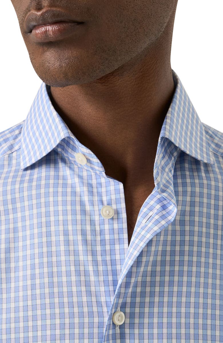 Eton Slim Fit Check Dress Shirt, Alternate, color, Medium Blue