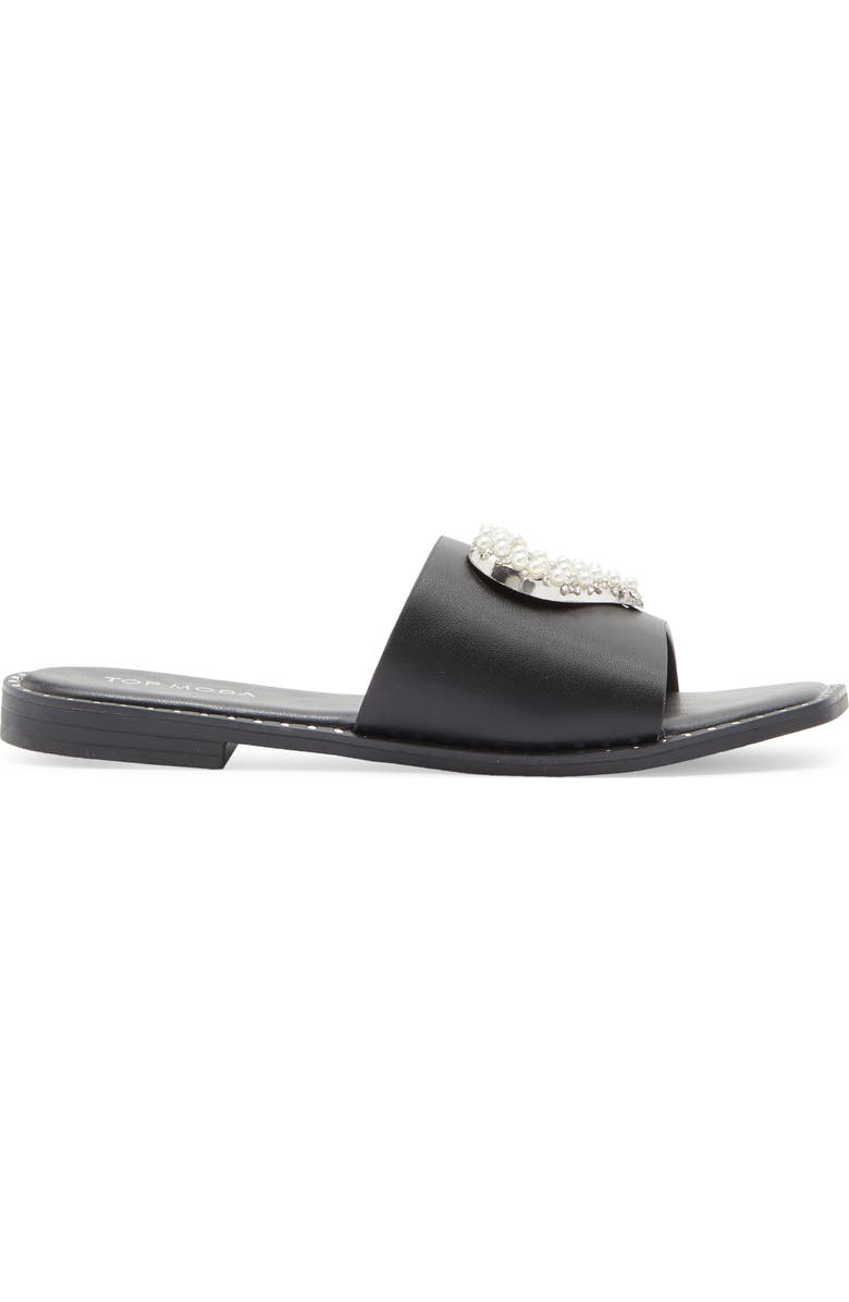 TOP MODA Esme Heart Slide Sandal, Alternate, color, Black Pu