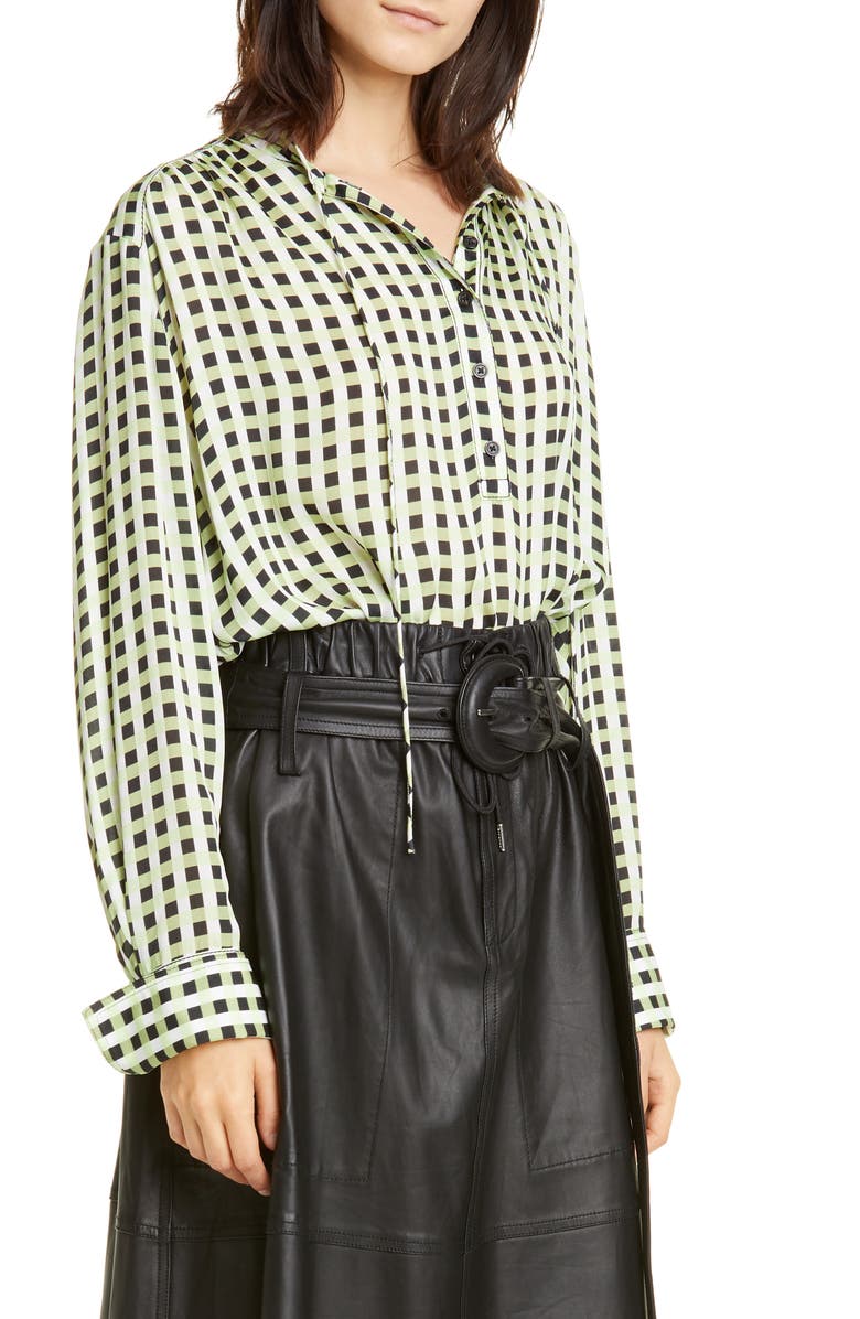Proenza Schouler White Label Gingham Georgette Blouse, Alternate, color, 