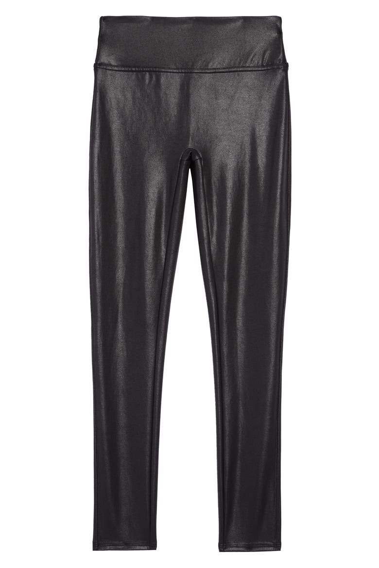 Kids' Faux Leather Leggings, Main, color, BLACK