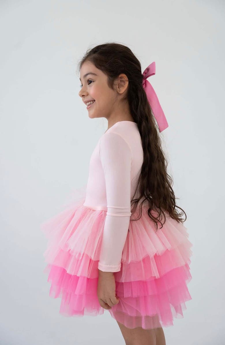 Mini Celebrities Love Long Sleeve Fluffy Tutu Dress, Alternate, color, Pink Love