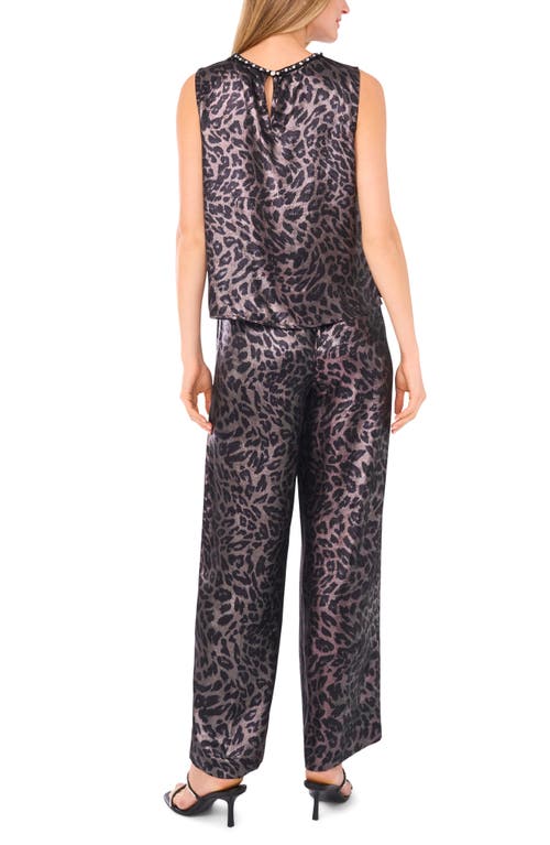 Vince Camuto Leopard Print Satin Tank In Black