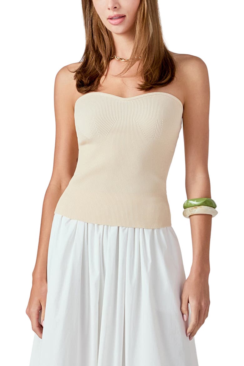 Strapless Rib Top, Main, color, BEIGE