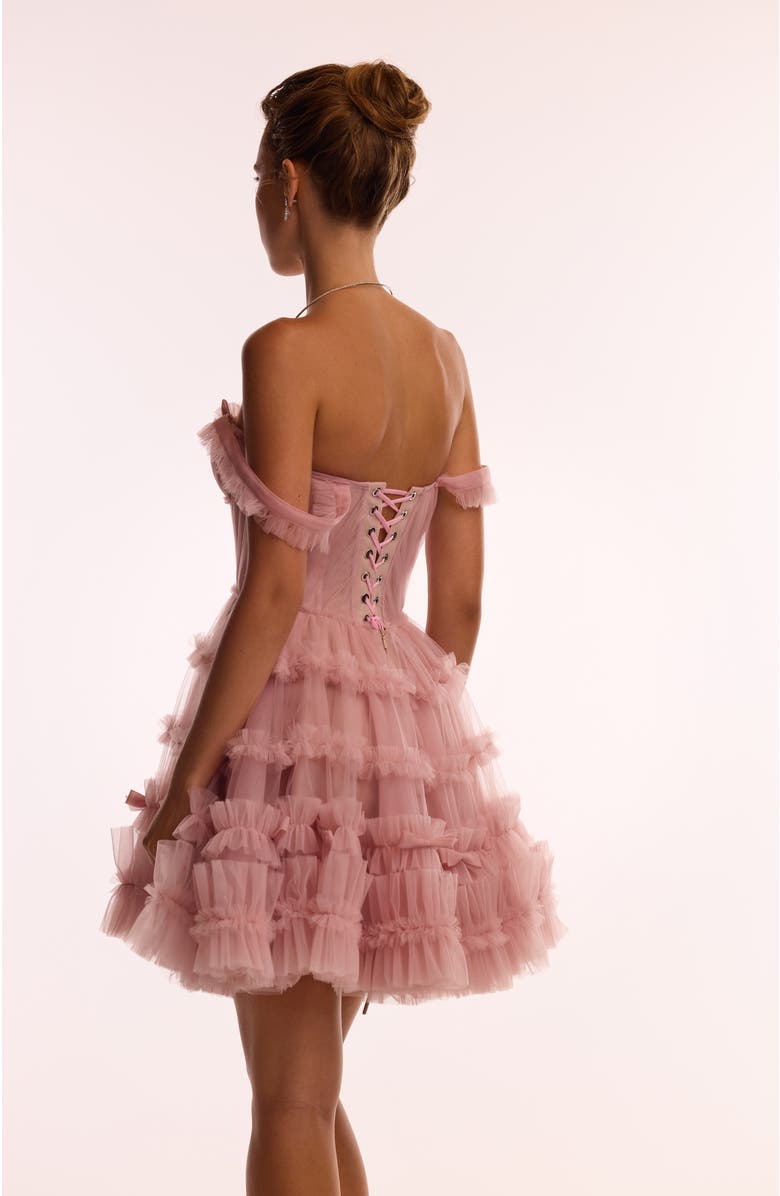 Milla Flirty ruffled tulle mini dress in misty rose, Alternate, color, Misty Rose