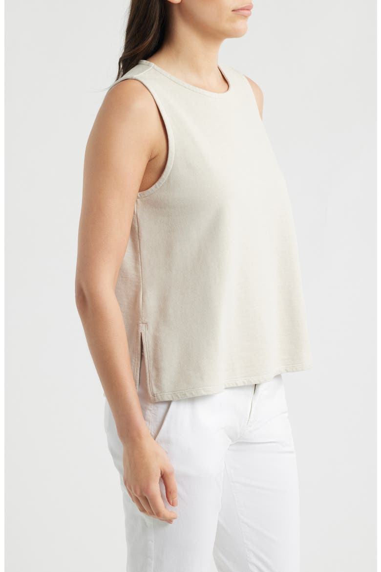 Crewneck Side Slit Organic Cotton Tank, Alternate, color, CHALK