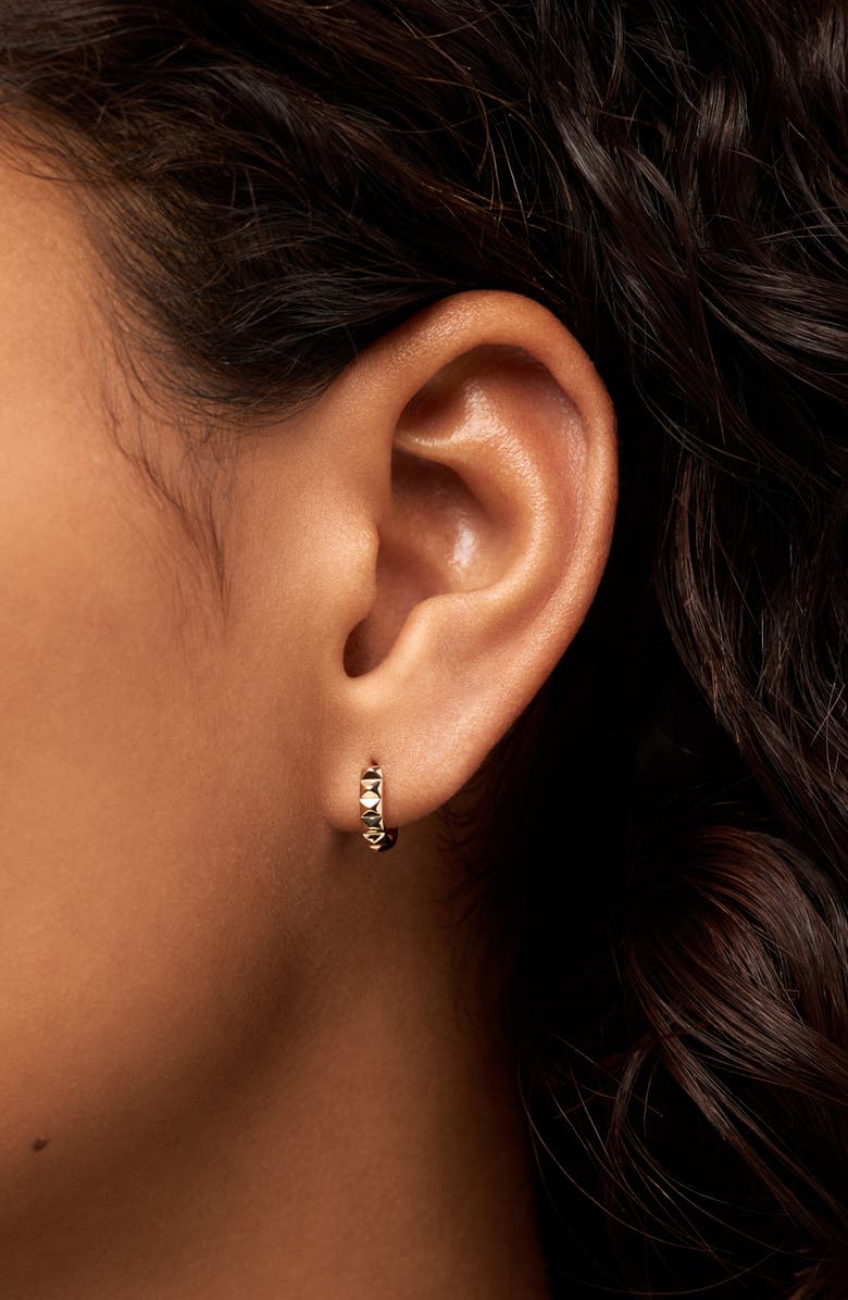 Ana Luisa Solid Yellow Gold - Pyramid Huggie Hoops, Alternate, color, Gold