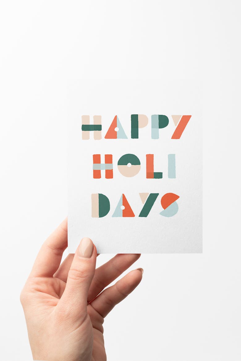 Holiday Shapes Card Boxed Set of 8 Cards, Alternate, color, Red Envelopes