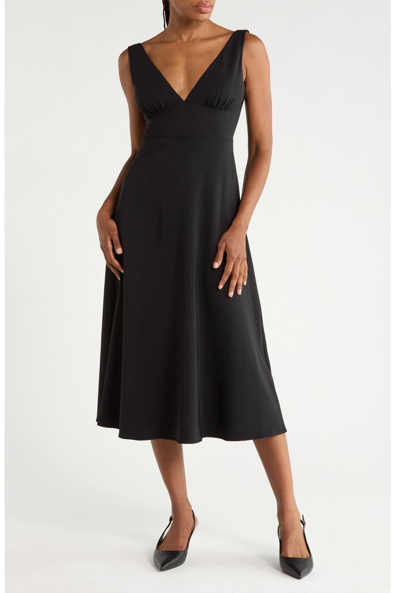 Vivienne V-Neck Jersey Dress, Main, color, BLACK