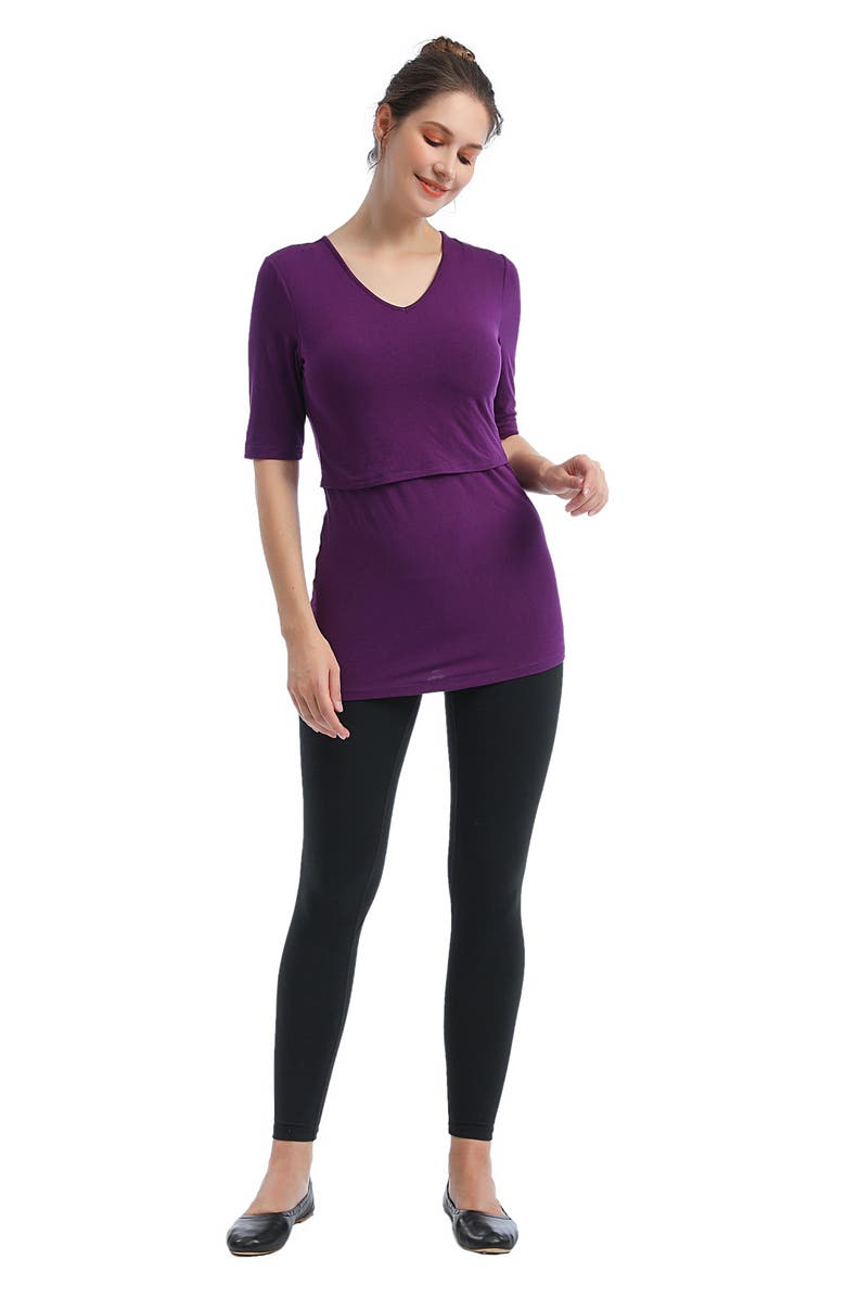 Kimi and Kai Essential Maternity/Nursing Top, Alternate, color, Eggplant