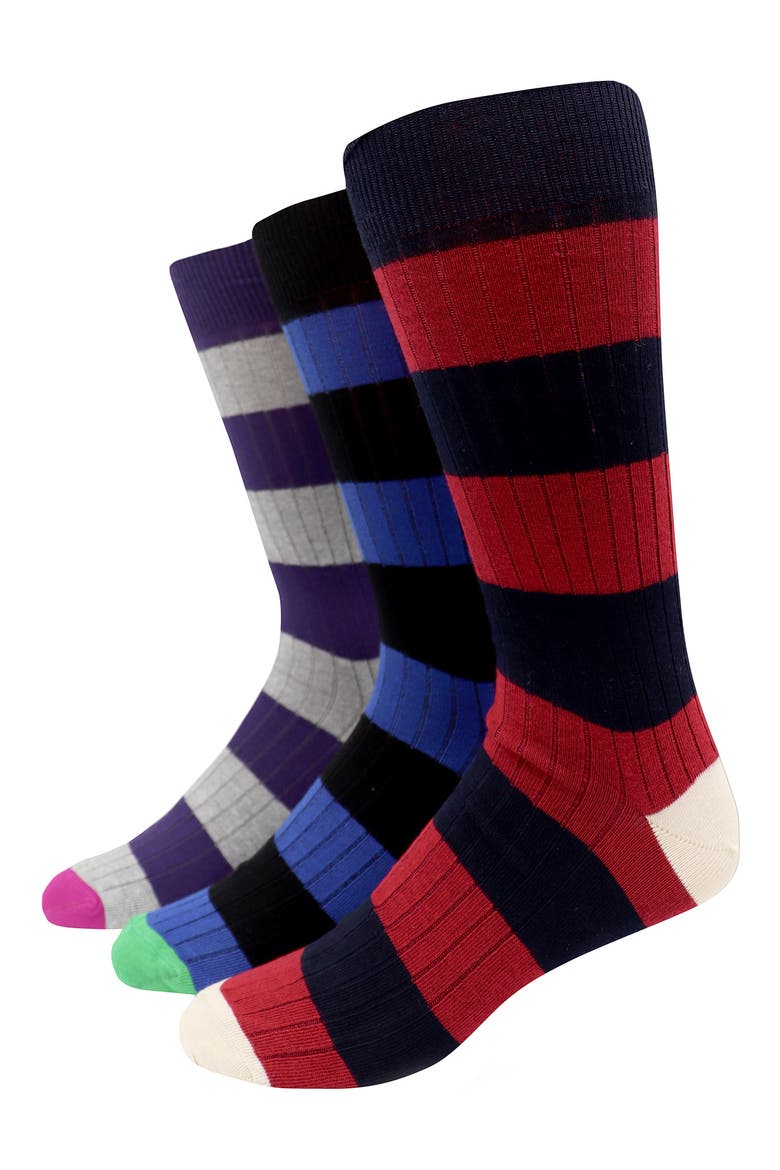 Assorted 3-Pack Crew Socks, Main, color, NAVY