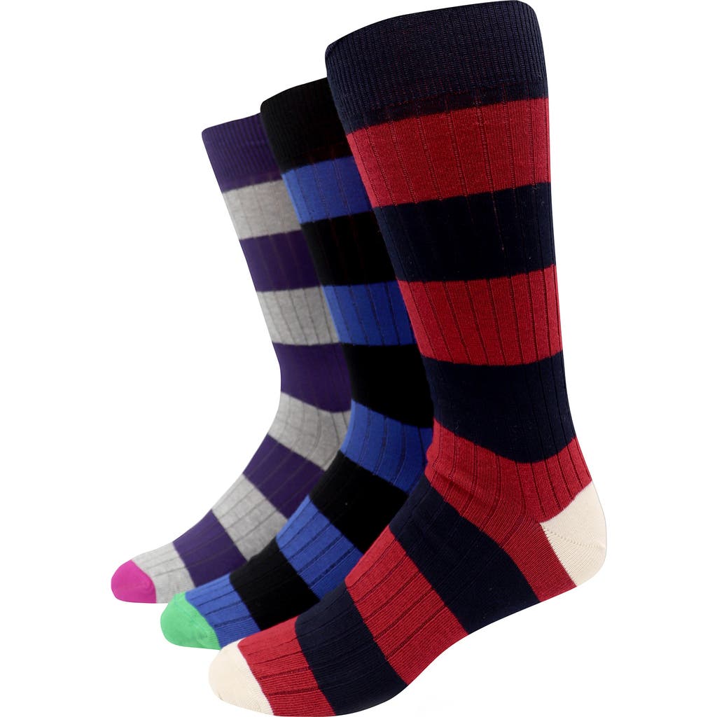 Lorenzo Uomo Assorted 3-pack Crew Socks In Red