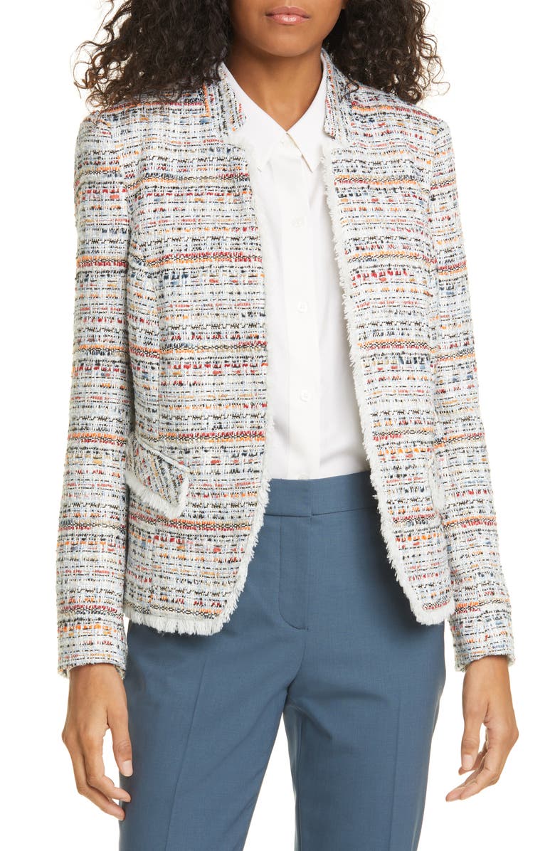 Helene Berman Notch Collar Tweed Jacket, Main, color,