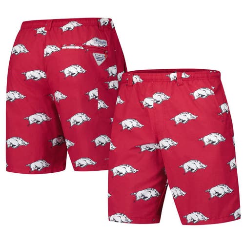 Columbia Cardinal Arkansas Razorbacks Pfg Backcast™ Iii Omni-shade™ Shorts In Purple
