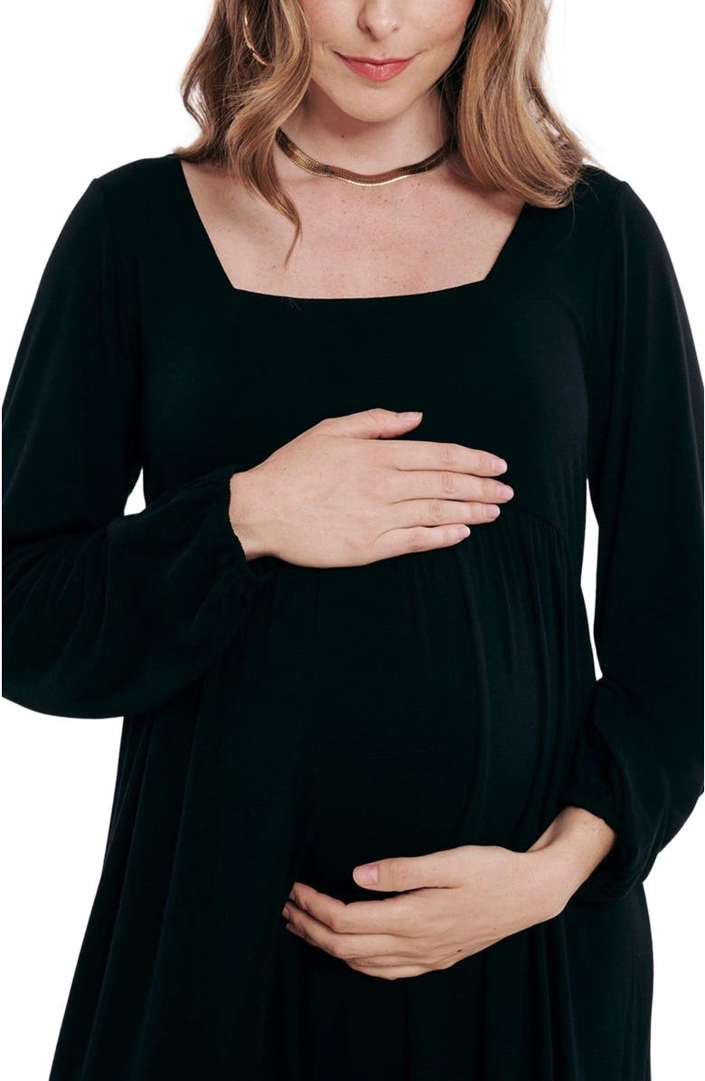 MOTHERHOOD MATERNITY Long Sleeve Empire Waist Maxi Dress, Alternate, color, Black