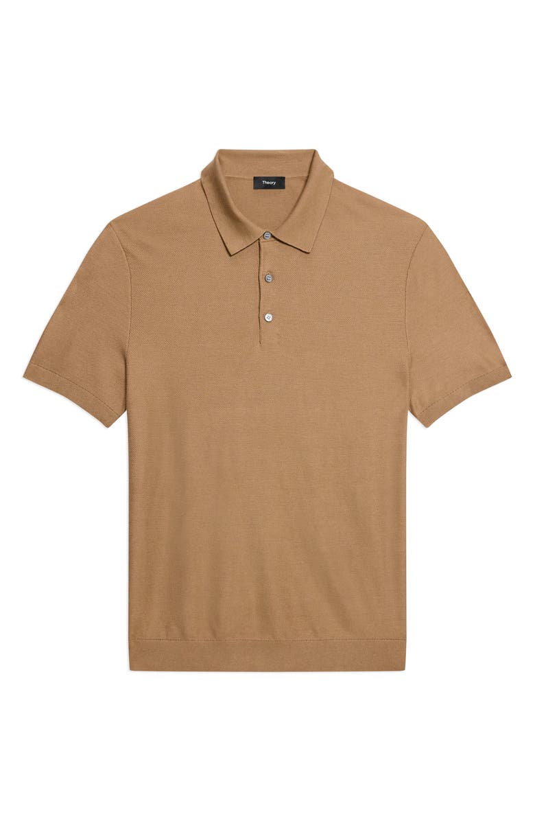 Theory Silk & Cotton Piqué Polo Sweater, Alternate, color, Fresh Khaki