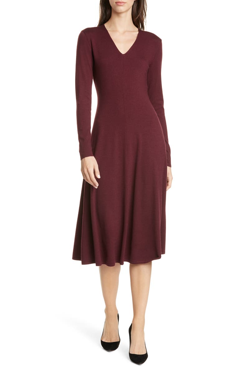 Lewit t Long Sleeve V-Neck Midi Sweater Dress, Main, color, 
