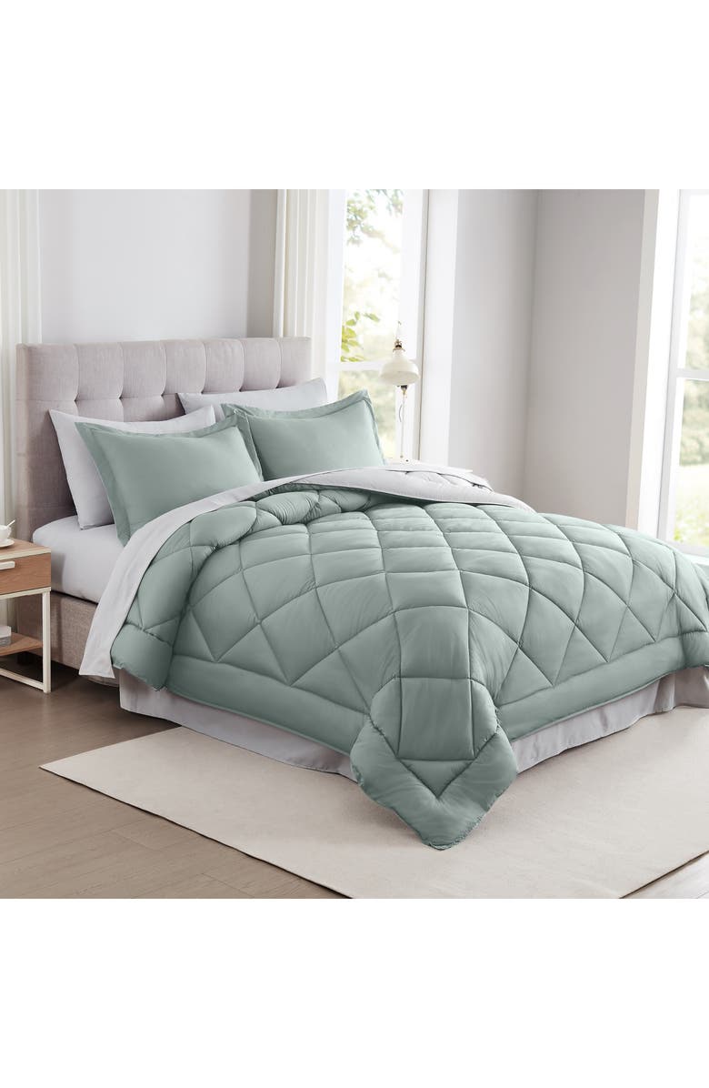 Modern Threads Solid Reversible 7-Piece Comforter Set, Main, color, Dusty Sage