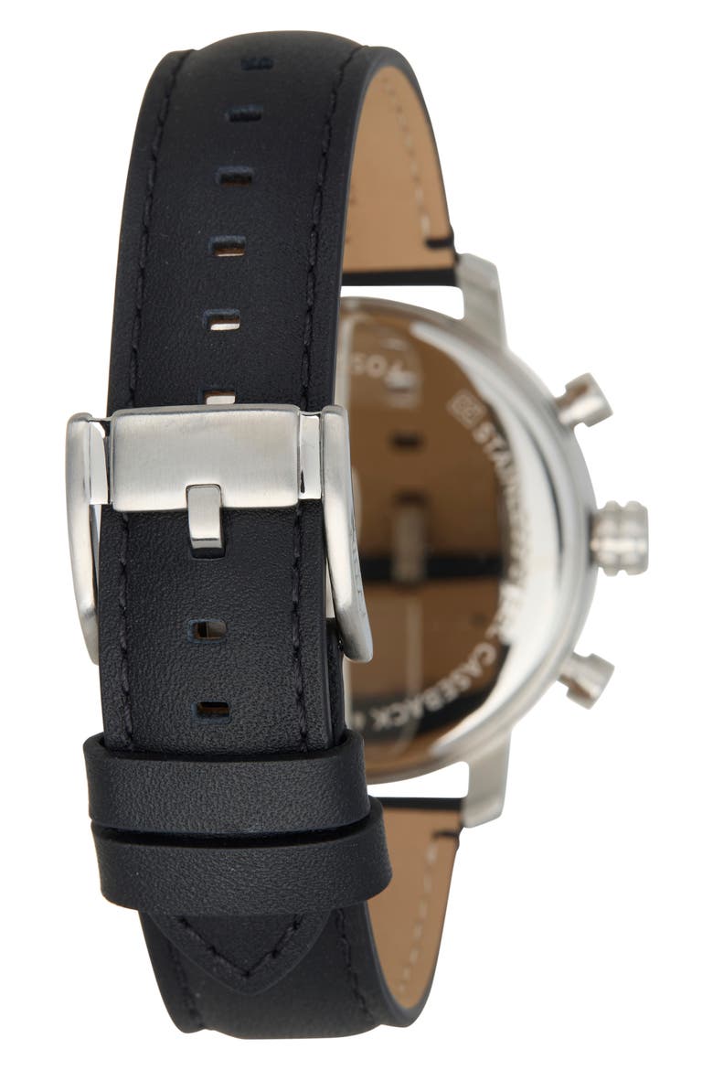 Rhett Multifunction Black LiteHide™ Leather Watch, Alternate, color, SILVER