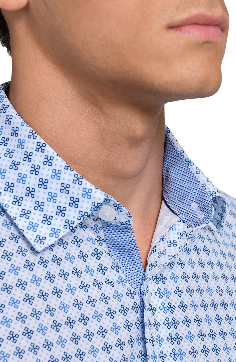 CONSTRUCT Quadruple Diamond Woven Long Sleeve Basic, Alternate, color, White/Blue