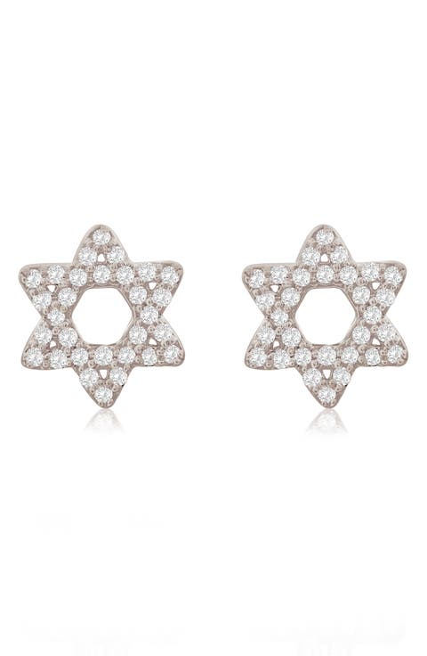 Pavé Diamond Star of David Stud Earrings