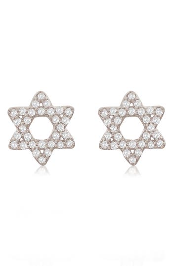 Suzy Levian Diamonds Pavé Diamond Star Of David Stud Earrings