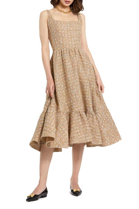 Boucle Sleeveless A-Line Midi Dress