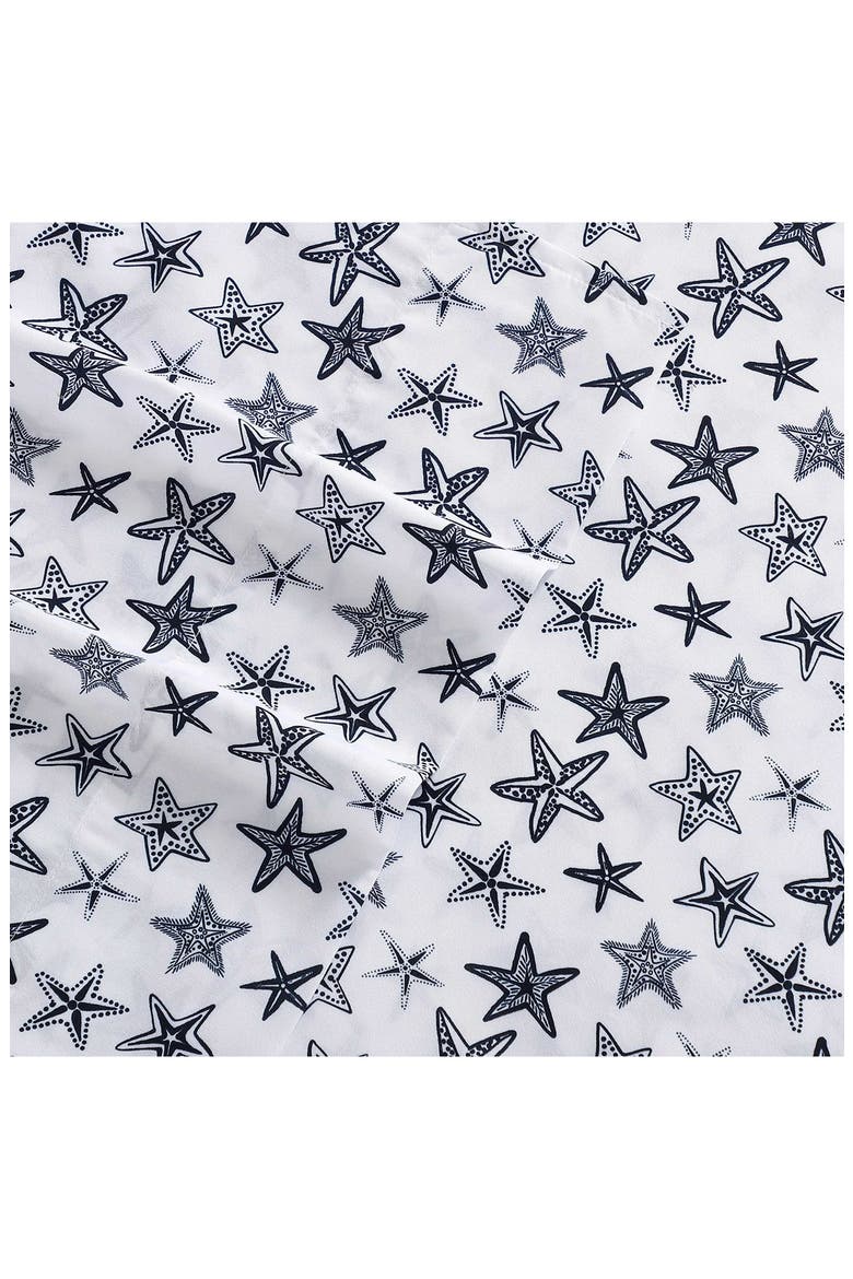 Saltwater Stars Cooling Microfiber Sheet Set, Alternate, color, WHITE/ BLACK MULTI